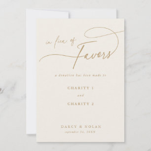 Elegant Charm Ivory Gold In Lieu Of Favors Card
