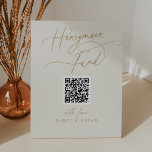 Elegant Charm Ivory QR Code Honeymoon Fund Sign<br><div class="desc">This elegant charm ivory QR code honeymoon fund sign is perfect for a simple wedding or bridal shower. The modern minimalist design features timeless vintage cream and gold romantic calligraphy with bohemian fairytale style.

Personalize your honeymoon registry QR code sign with your names.</div>