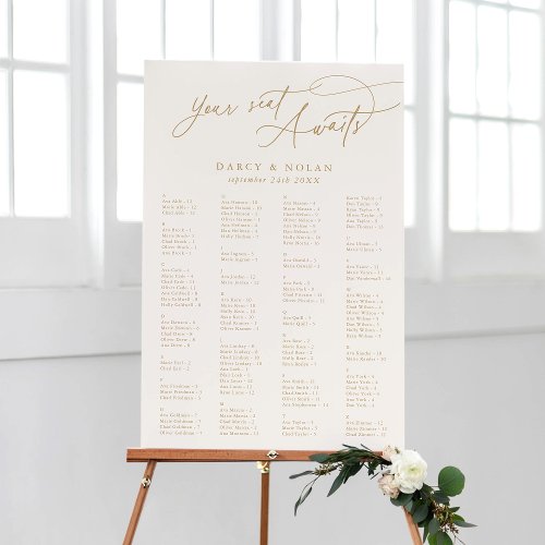 Elegant Charm Ivory Wedding Seating Chart Template Foam Board