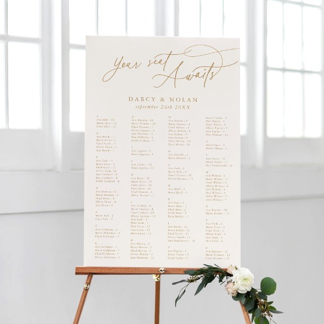 Elegant Charm Ivory Wedding Seating Chart Template Foam Board (Creator Uploaded)