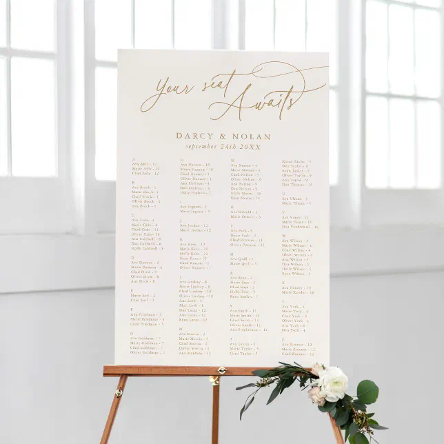 Elegant Charm Ivory Wedding Seating Chart Template Foam Board | Zazzle