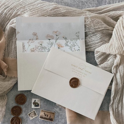 Elegant Charm Ivory Wildflower Wedding Envelopes