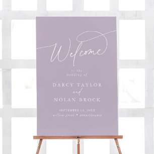 Elegant Charm Lavender Purple Wedding Welcome Sign