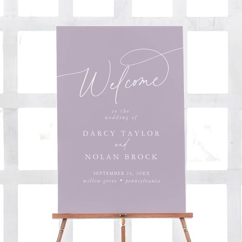 Elegant Charm Lavender Purple Wedding Welcome Sign