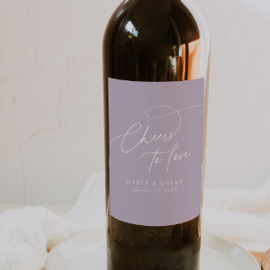 Elegant Charm Lavender Purple Wedding Wine Labels