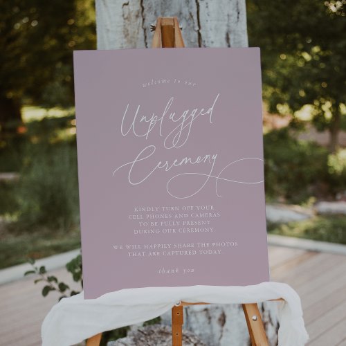 Elegant Charm Lilac Pink Unplugged Ceremony Sign