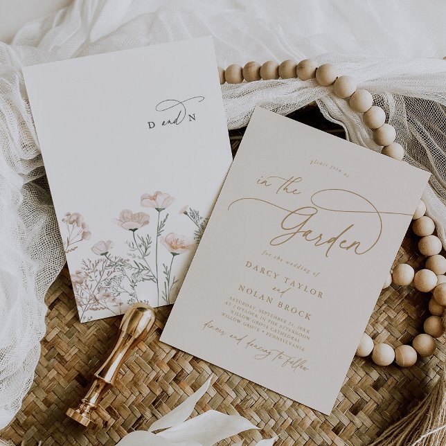 Elegant Charm Monogram Ivory Wildflower Wedding Invitation (Elegant Charm Monogram Ivory Wildflower Wedding Invitation)