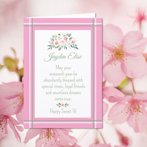 Elegant Charm Personalized Sweet 16 birthday card