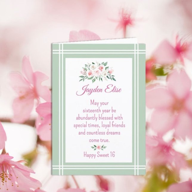 Elegant Charm. Personalized Sweet 16 birthday card (Creator Uploaded)