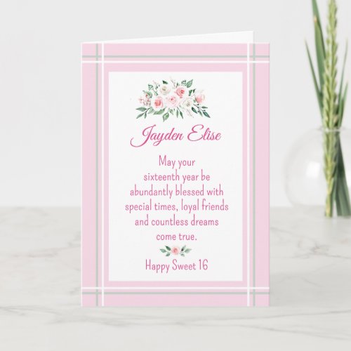 Elegant Charm. Personalized Sweet 16 birthday card