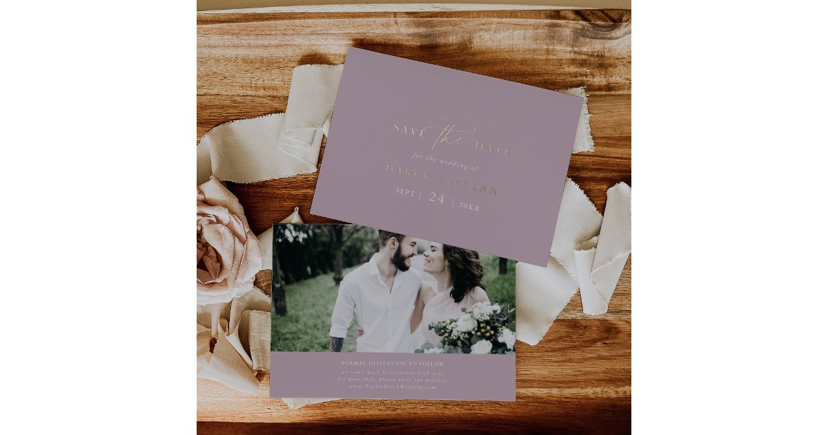 Elegant Charm Pink Rose Gold Foil Save the Date Invitation | Zazzle