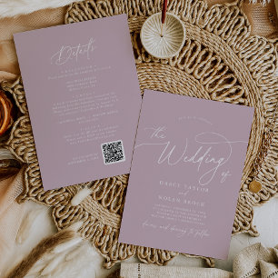 Elegant Charm Pink Wedding Invitations with RSVP
