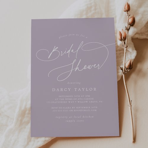 Elegant Charm Purple Bridal Shower Invitations