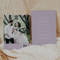 Elegant Charm Purple Photo Wedding Invitation RSVP