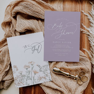 Elegant Charm Purple Wildflower Baby Shower Invitation