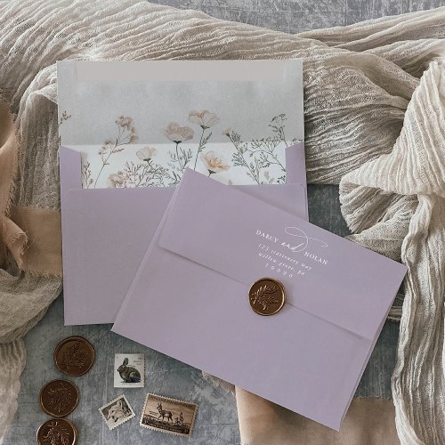 Elegant Charm Purple Wildflower Wedding Envelopes