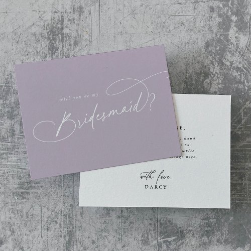 Elegant Charm Purple Will You Be My Bridesmaid Invitation