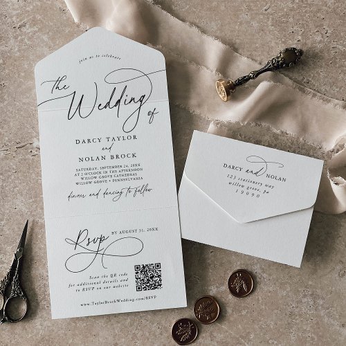 Elegant Charm QR All In One Wedding Invitations