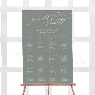 Elegant Charm Sage Wedding Seating Chart Template Foam Board
