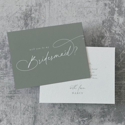 Elegant Charm Sage Will You Be My Bridesmaid Card