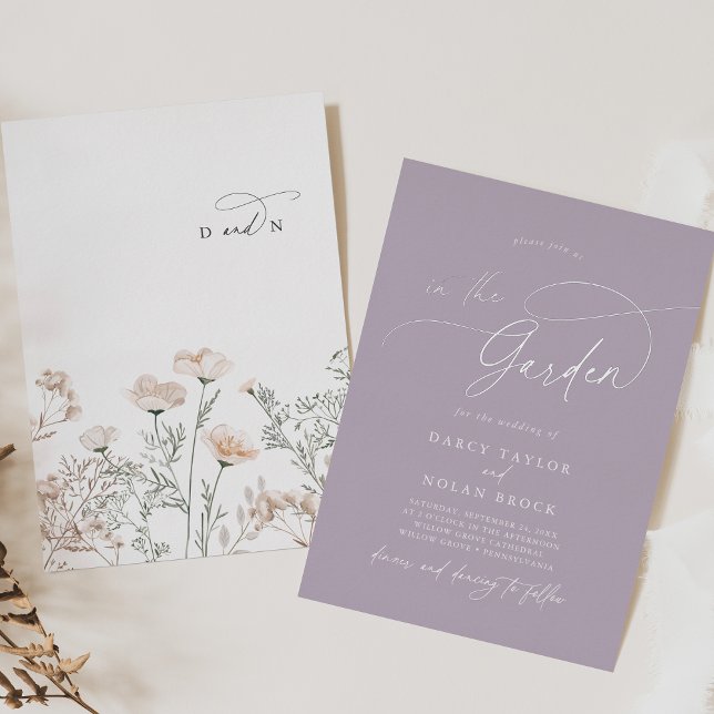 Elegant Charm Silver Foil Purple Garden Wedding Foil Invitation (Elegant Charm Silver Foil Purple Garden Wedding Foil Invitation)