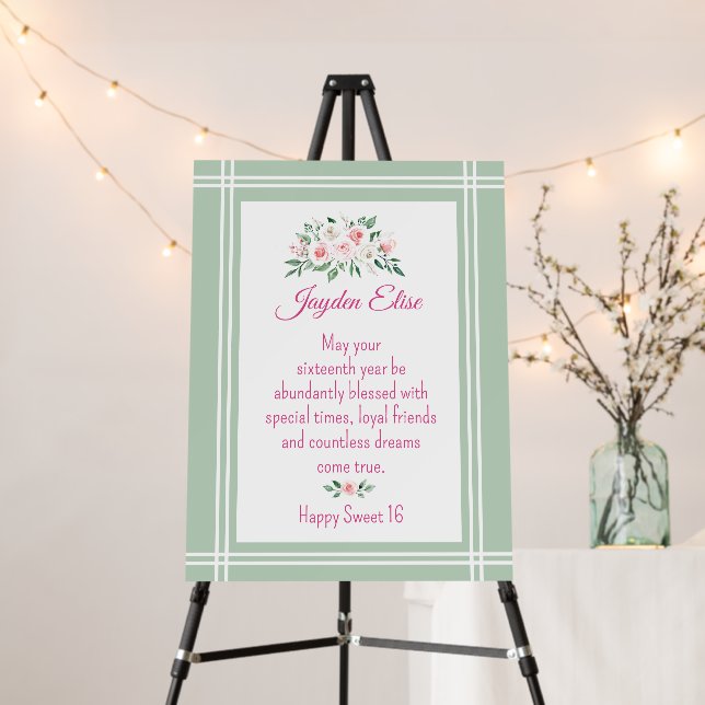 Elegant Charm. Sweet 16 birthday party Foam Board (In Situ (Stand))