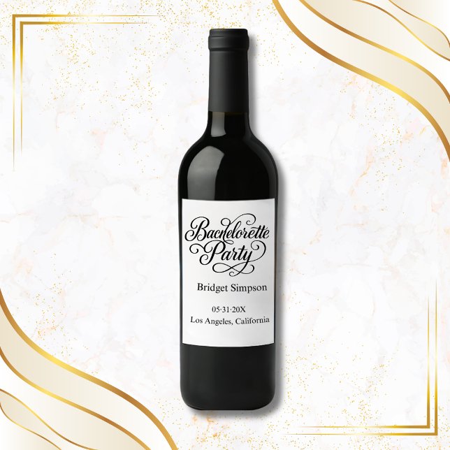 Elegant Charm Timeless Bachelorette party Wine Label (Creator Uploaded)
