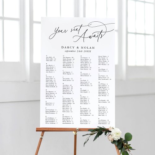 Elegant Charm Wedding Seating Chart Template Foam Board