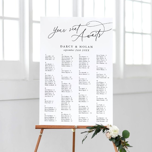 Elegant Charm Wedding Seating Chart Template Foam Board (Creator Uploaded)