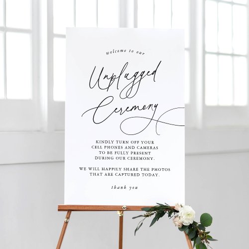 Elegant Charm Wedding Unplugged Ceremony Sign