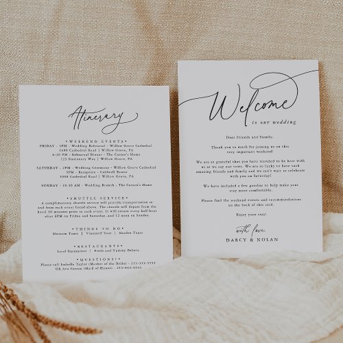 Elegant Charm Welcome Wedding Itinerary Template