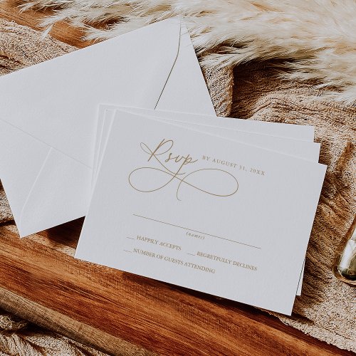 Elegant Charm White and Gold Simple RSVP Cards