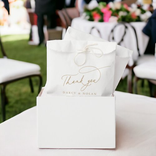 Elegant Charm White and Gold Wedding Favor Bags