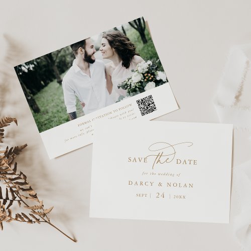 Elegant Charm White and Gold Wedding Save The Date
