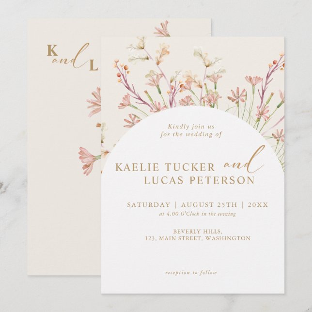Elegant Charm Wild Flower Arch Wedding  Invitation (Front/Back)