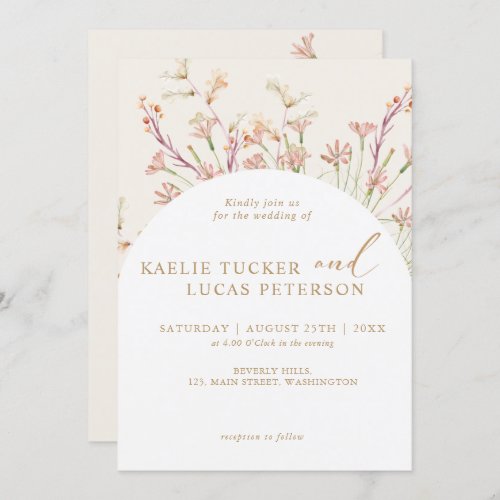 Elegant Charm Wild Flower Arch Wedding  Invitation