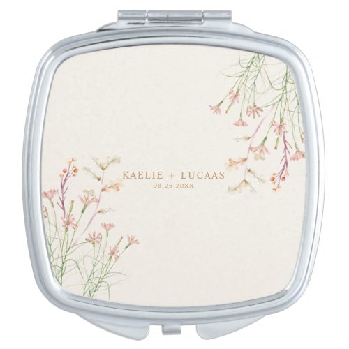 Elegant Charm Wild Flower Wedding  Compact Mirror