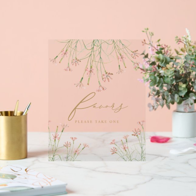 Elegant Charm Wild Flower Wedding Favors Acrylic Sign (Wedding)