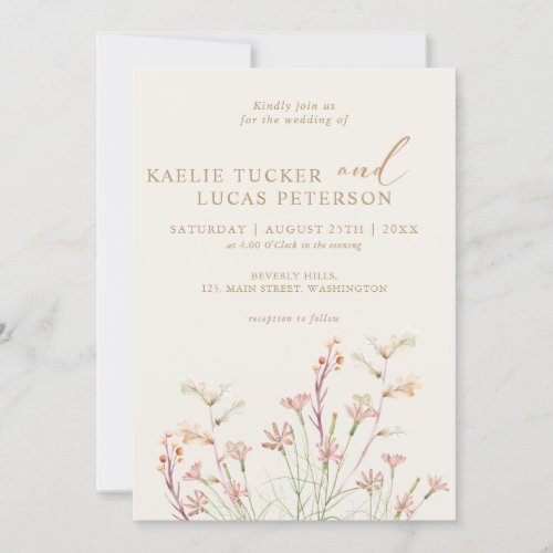 Elegant Charm Wild Flower Wedding  Invitation