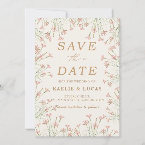 Elegant Charm Wild Flower Wedding  Save The Date