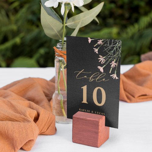 Elegant Charm Wild Flower Wedding Table Number