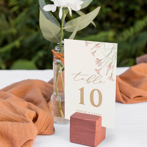 Elegant Charm Wild Flower Wedding Table Number