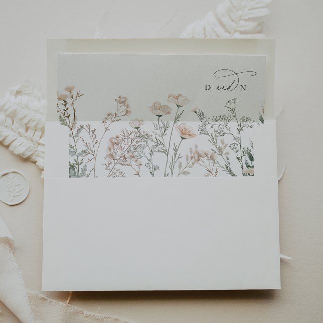 Elegant Charm Wildflower Wedding Envelope Liner (Creator Uploaded)