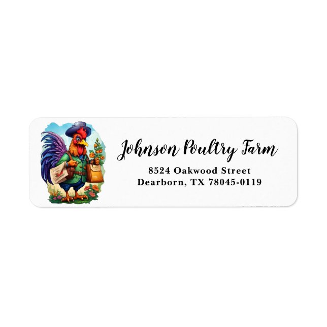 Elegant Charming Cute Rooster Chicken Poultry Farm Label (Front)
