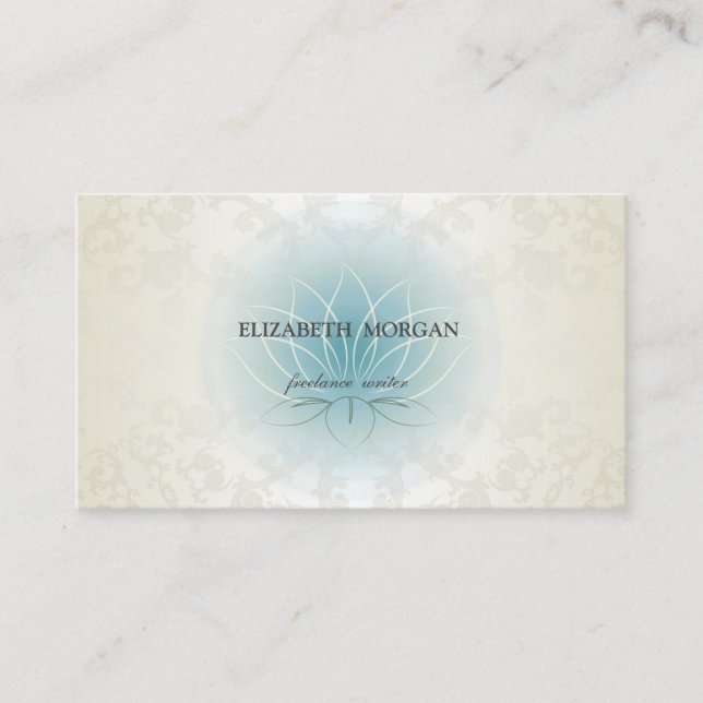 Elegant Charming Professional Lace Blue Lotus Business Card (Front)