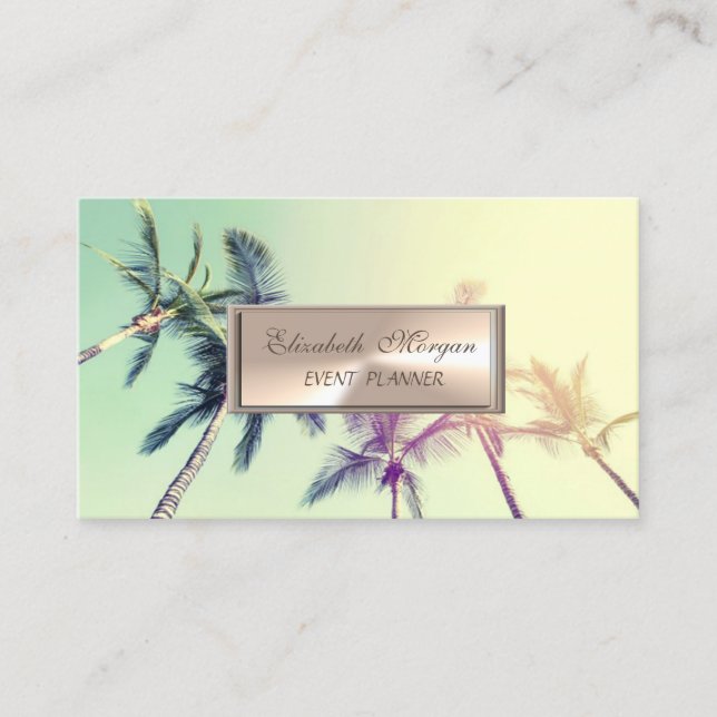 Elegant Charming Professional , Palm Tree Business Card (Front)