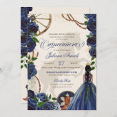 Elegant Charro Blue Rose Western Ranch Quinceanera Invitation (Front/Back)