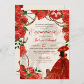 Elegant Charro Red Roses Mariachi Quinceanera Invi Invitation (Front/Back)