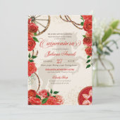 Elegant Charro Red Roses Western Ranch Quinceanera Invitation (Standing Front)