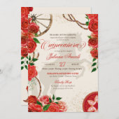 Elegant Charro Red Roses Western Ranch Quinceanera Invitation (Front/Back)